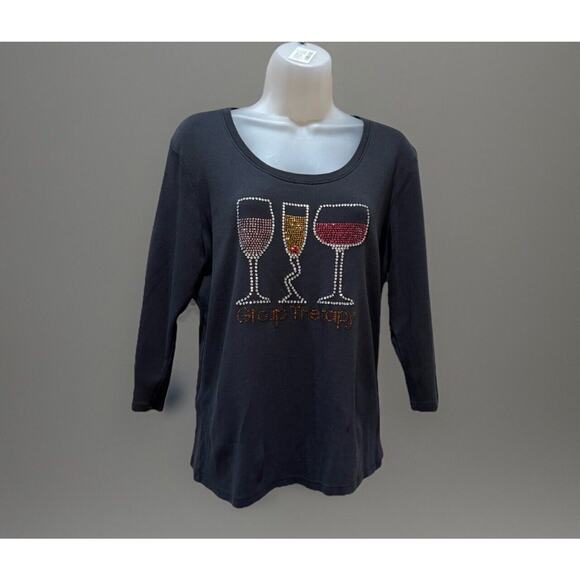 Women’s “group therapy” Carroll Reed wine graphic shirt XL - Picture 1 of 6